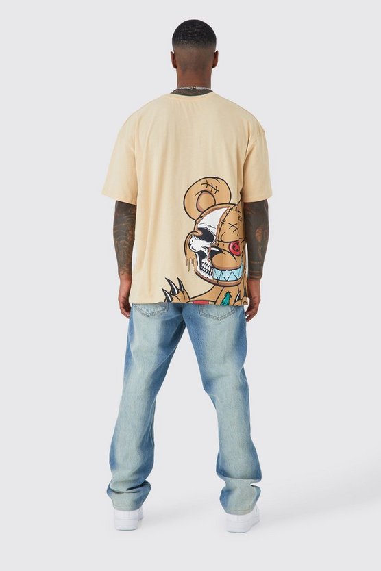 Oversize Official Man T-Shirt mit Teddy-Print