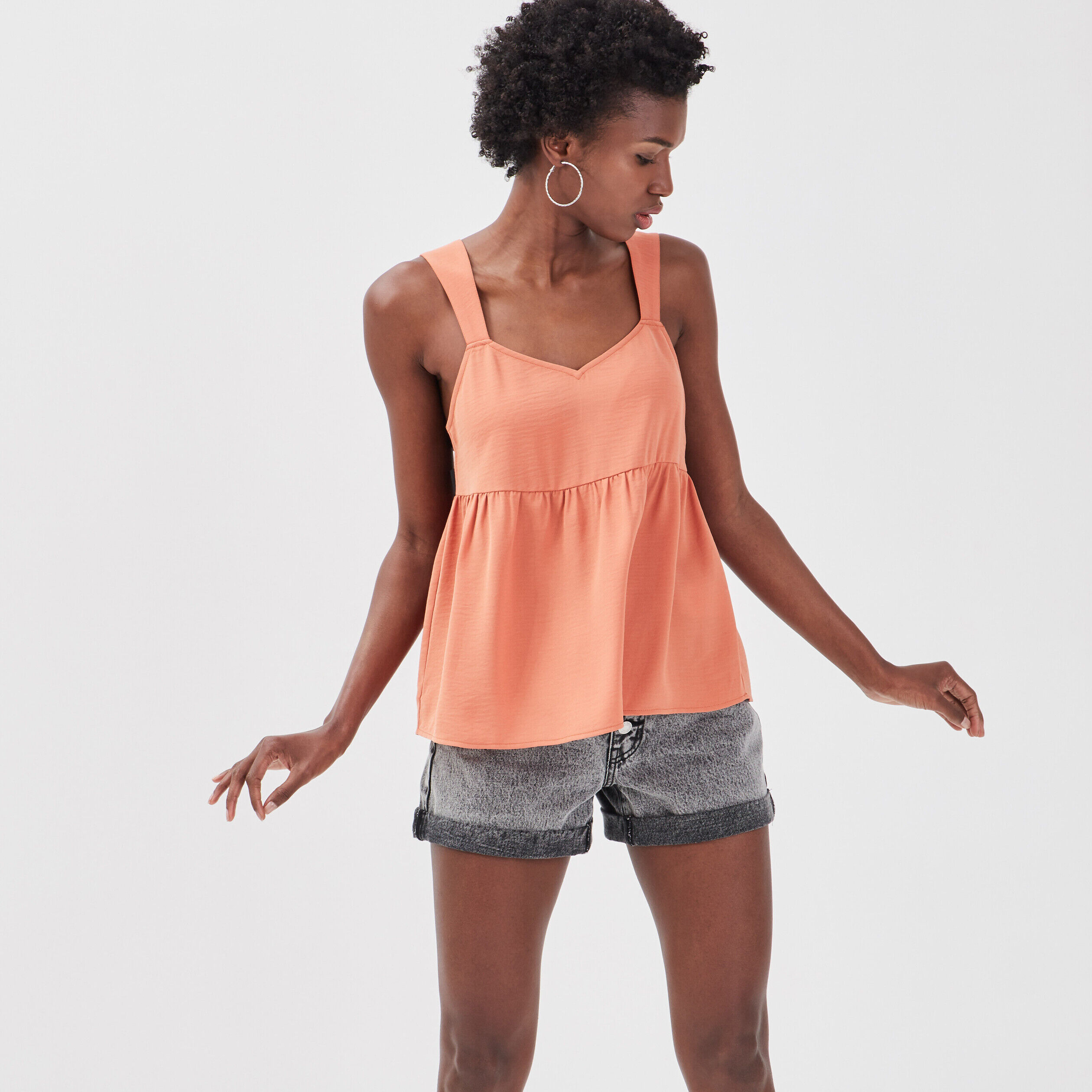 Blouse bretelles larges terracotta femme | Cache Cache