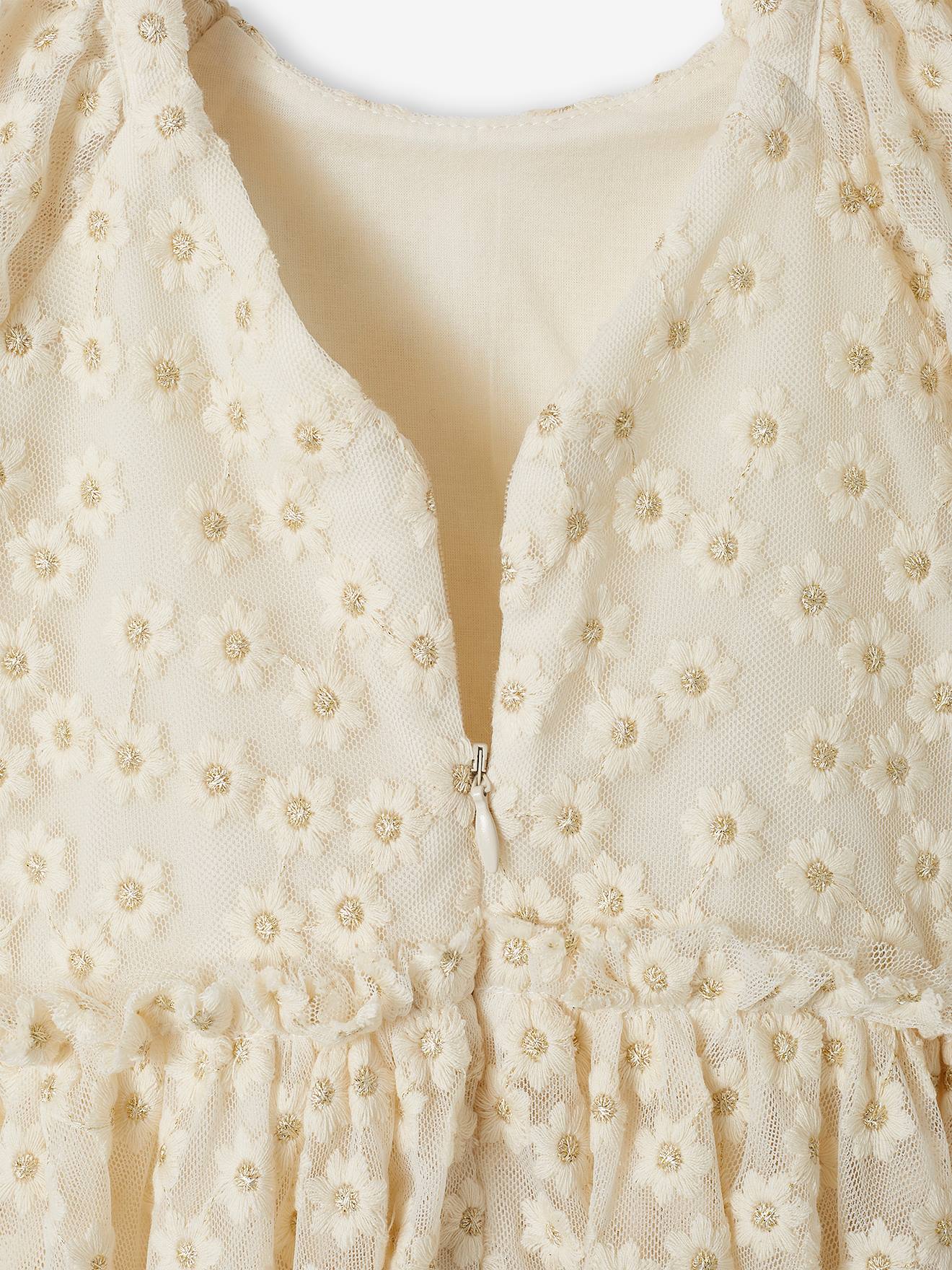 Vertbaudet Festliches Mädchen Tüllkleid mit Stickerei - vanille