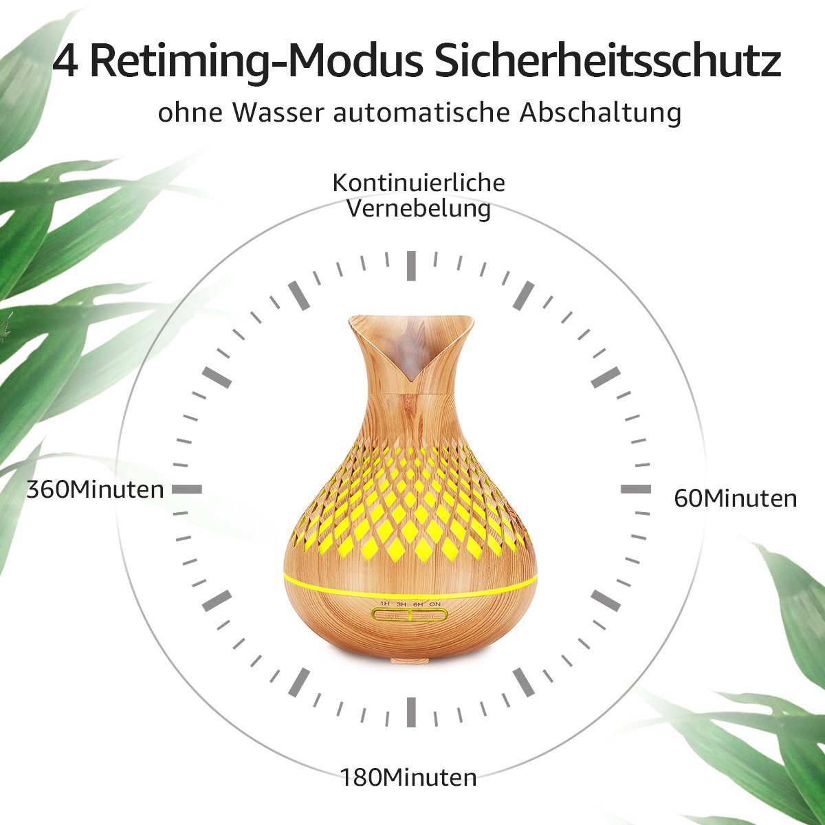 7Magic Luftbefeuchter Aroma Diffuser Luftbefeuchter, mit Timer, LED Farbwechsel 7 Farben, 0.5 l Wassertank, Ultraschall Aromatherapie Diffusor für Büro,Yoga,Spa,Schlafzimmer