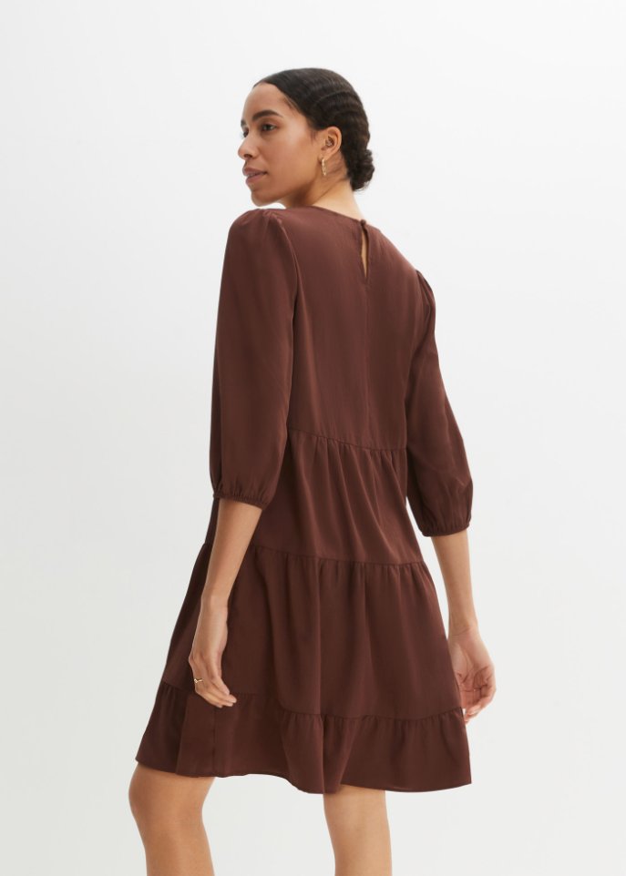 Crepe-Kleid mit Volants