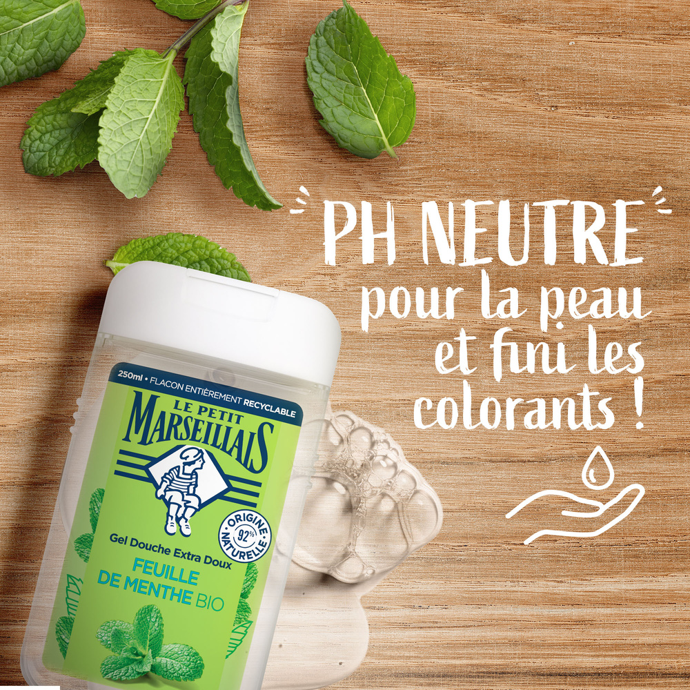 le petit marseillais Gel Douche Extra Doux Feuille de MentheFlacon 250 ml Gel douche