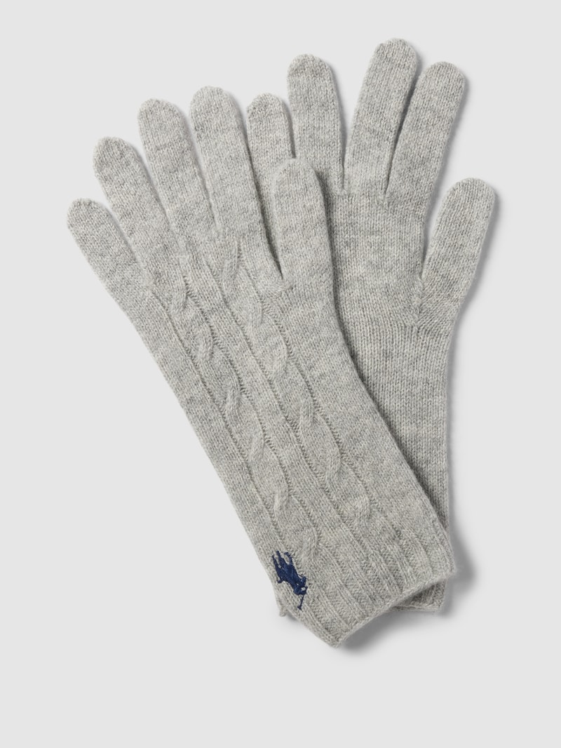 Handschuhe mit Label-Detail in hellgrau