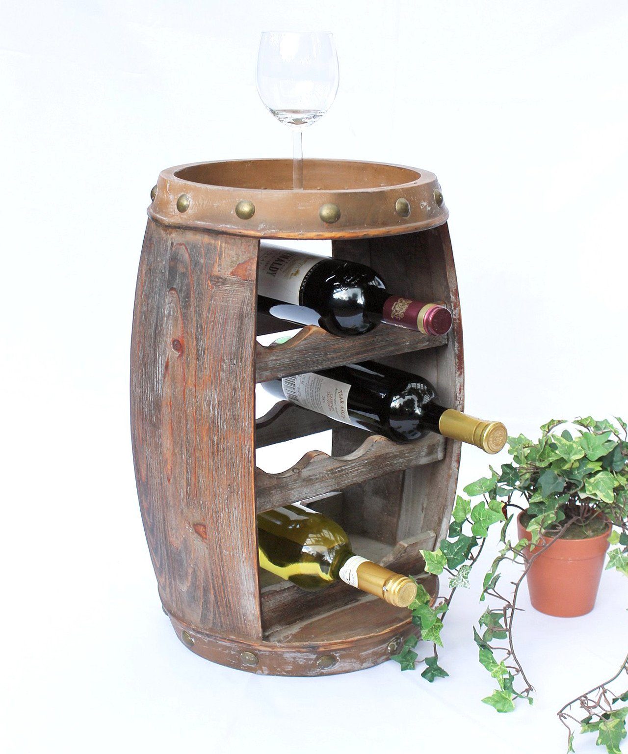 DanDiBo Weinregal Weinregal Holz Klein Weinfass Flaschenständer Flaschenregal 1555 50 cm Regal Fass Holzfass