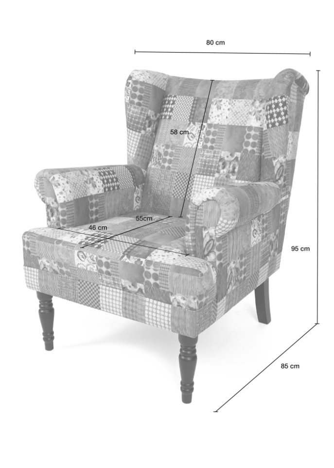 Ohren Sessel mit Patchwork Druck