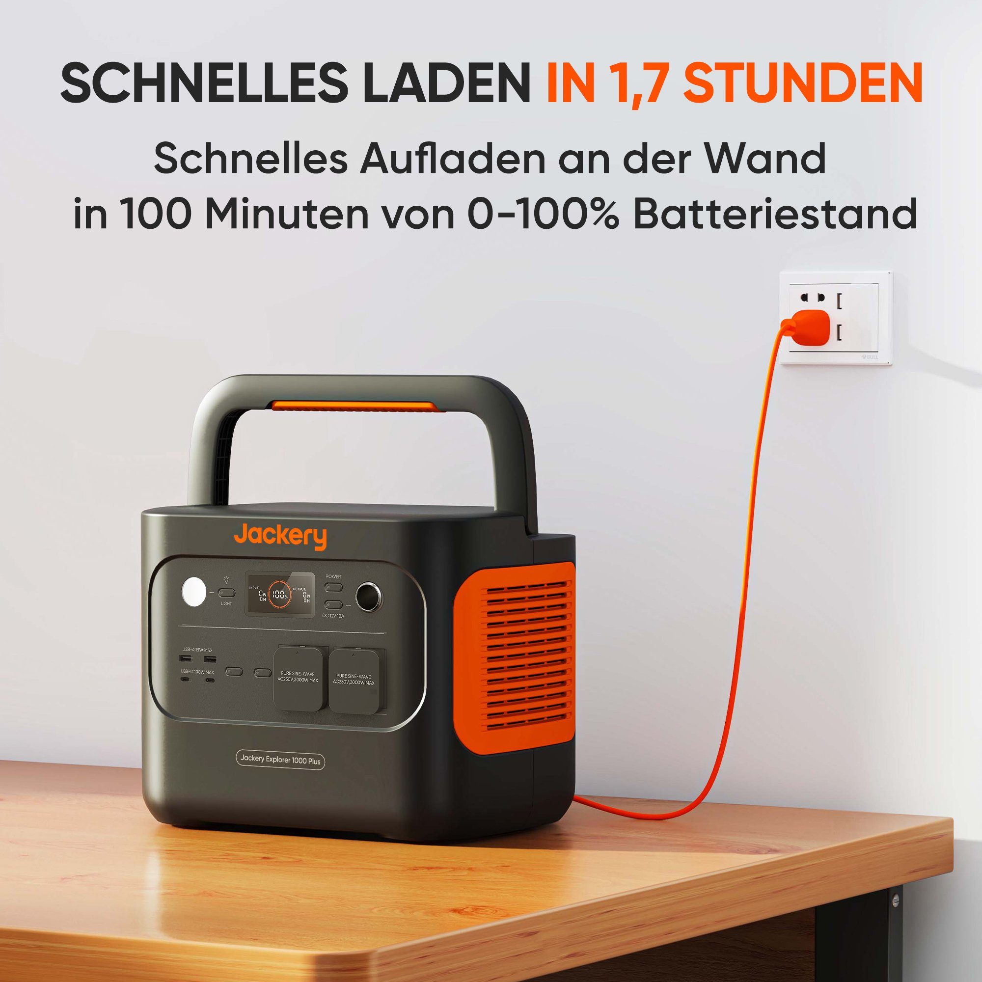 Jackery Stromerzeuger Explorer 1000 Plus Tragbare Powerstation 1264Wh LiFePO4, 4,00 in kW, (1-tlg), Erweiterbar zu 5kWh für Camping Ourdoor