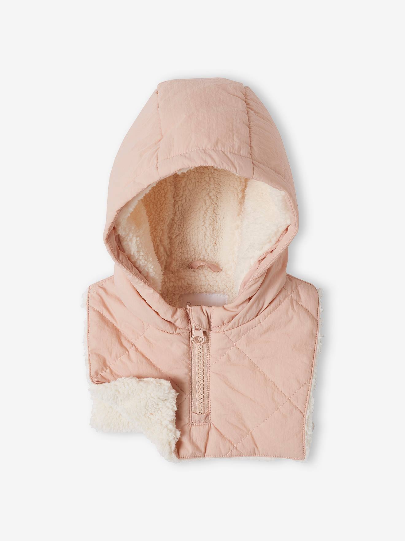 Vertbaudet Mädchen Baby Steppjacke mit abnehmbarer Kapuze, Recycling-Polyester - hellrosa