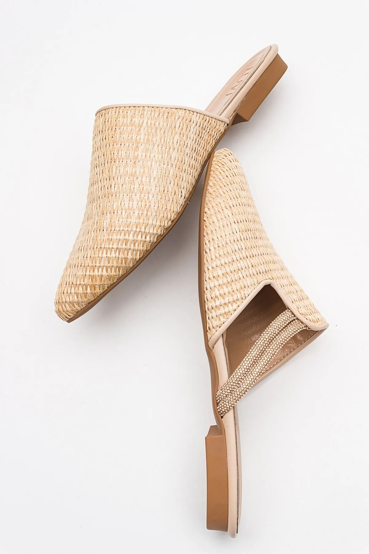 LuviShoes  PESA Damen-Hausschuhe aus cremefarbenem Strohstein
