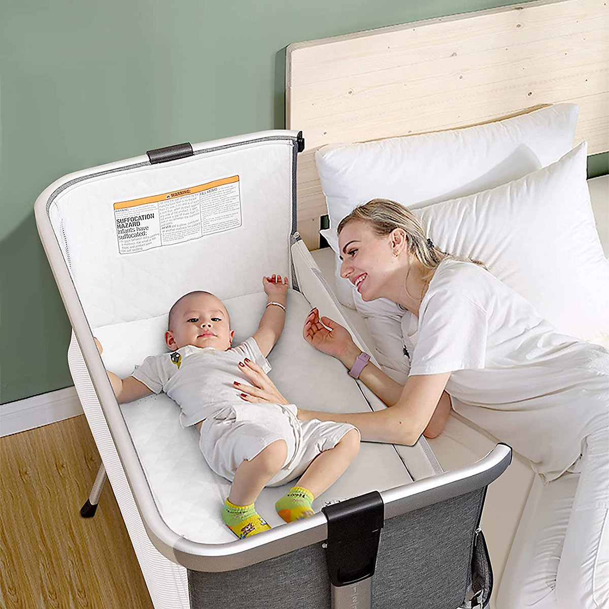 3 in 1 Beistellbett & Reisebett höhenverstellbar mit Matratze