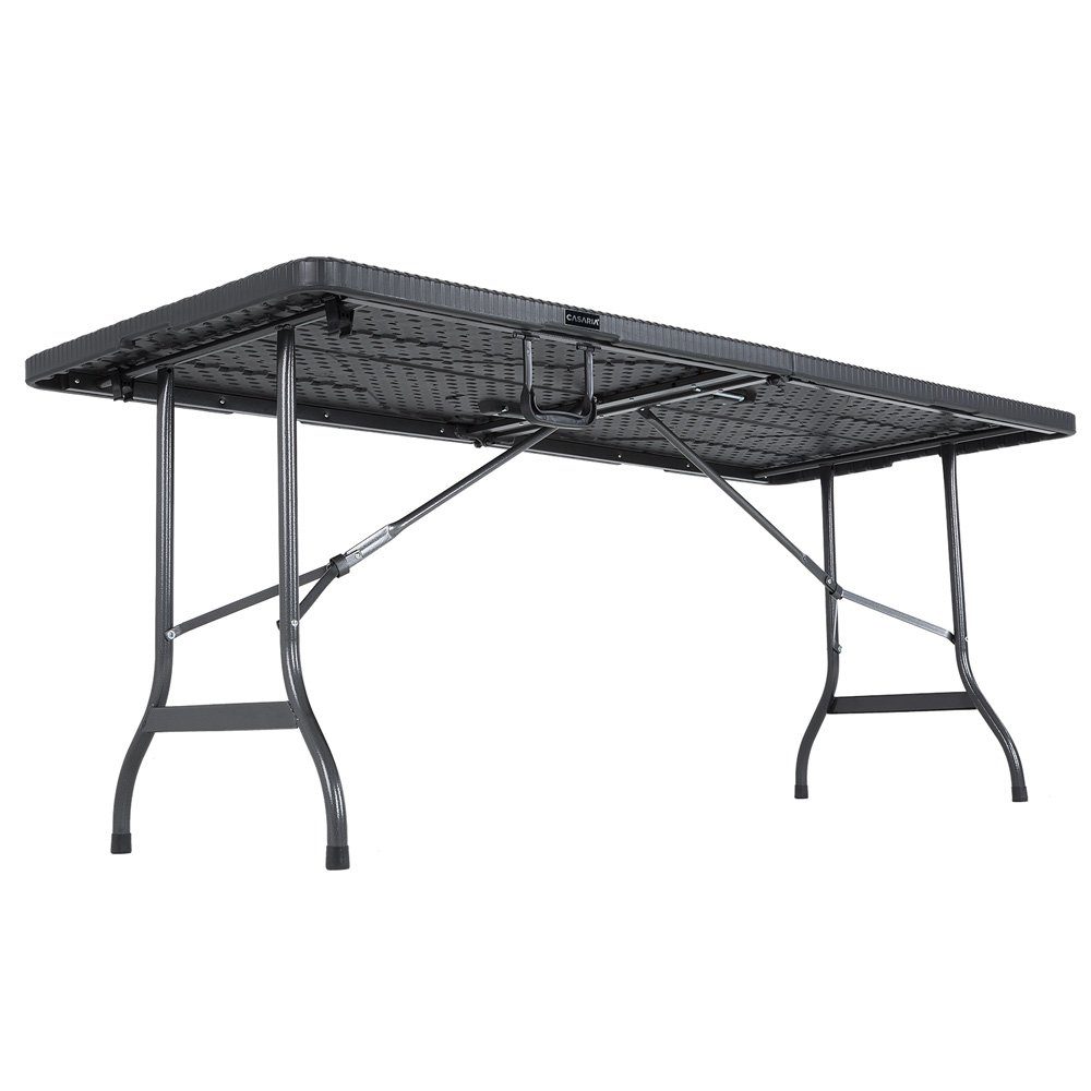 Casaria Klapptisch Malmö (1-St), 180x75 cm Klappbar Rattan Optik Wetterfest Tragegriff Stabil