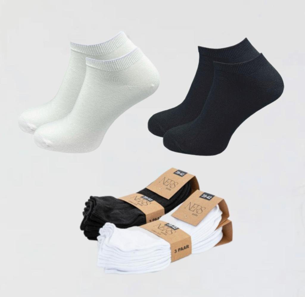 NERS Sneakersocken für Damen und Herren aus Baumwolle mit Bündchen (6-Paar, 6 Paar)