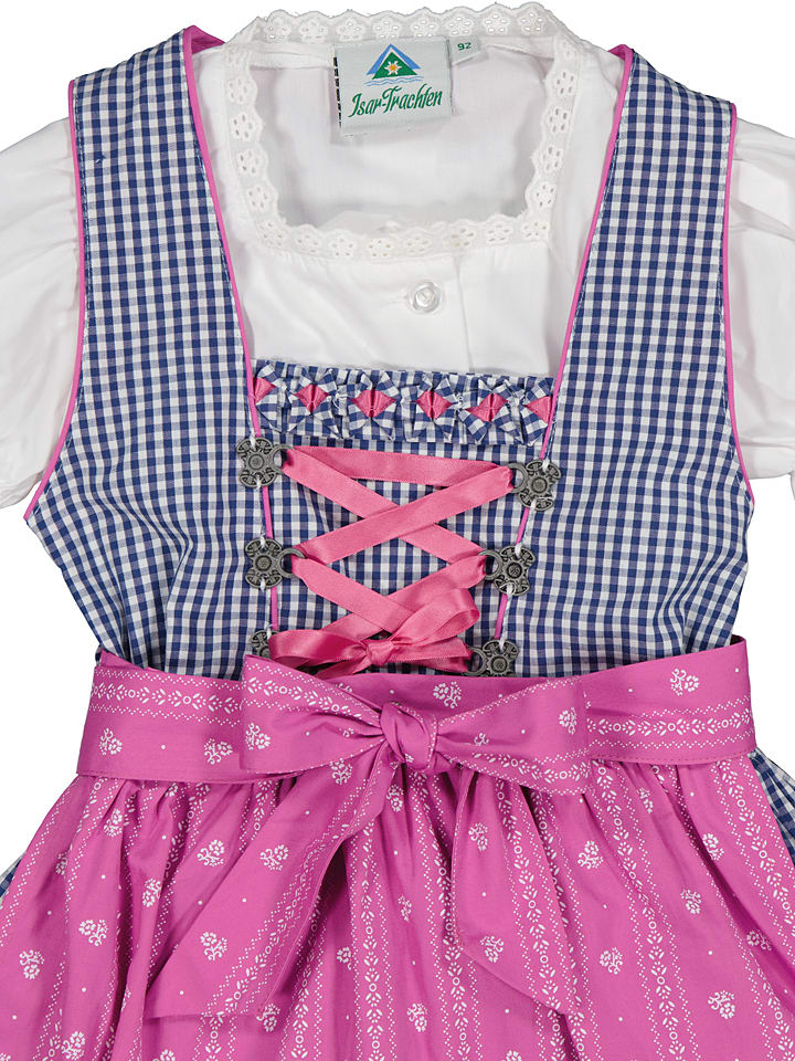 Isartrachten Dirndl in Blau/ Rosa günstig kaufen