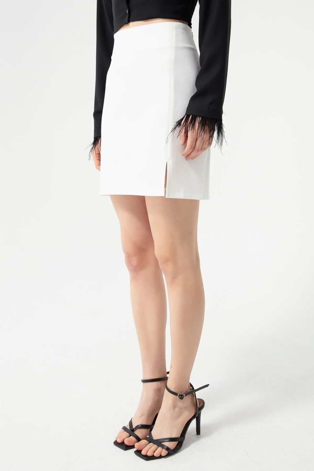 Lafaba  Weißer Minirock mit Schlitz für Damen
