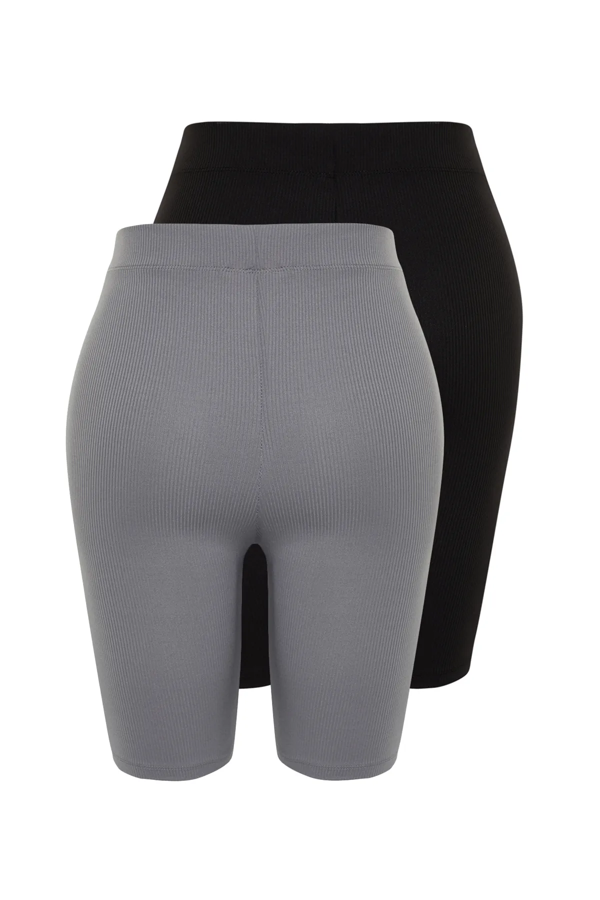 Trendyol Curve  Schwarz-graue Biker-Strickstrumpfhosen im 2er-Pack TBSSS24BV00000
