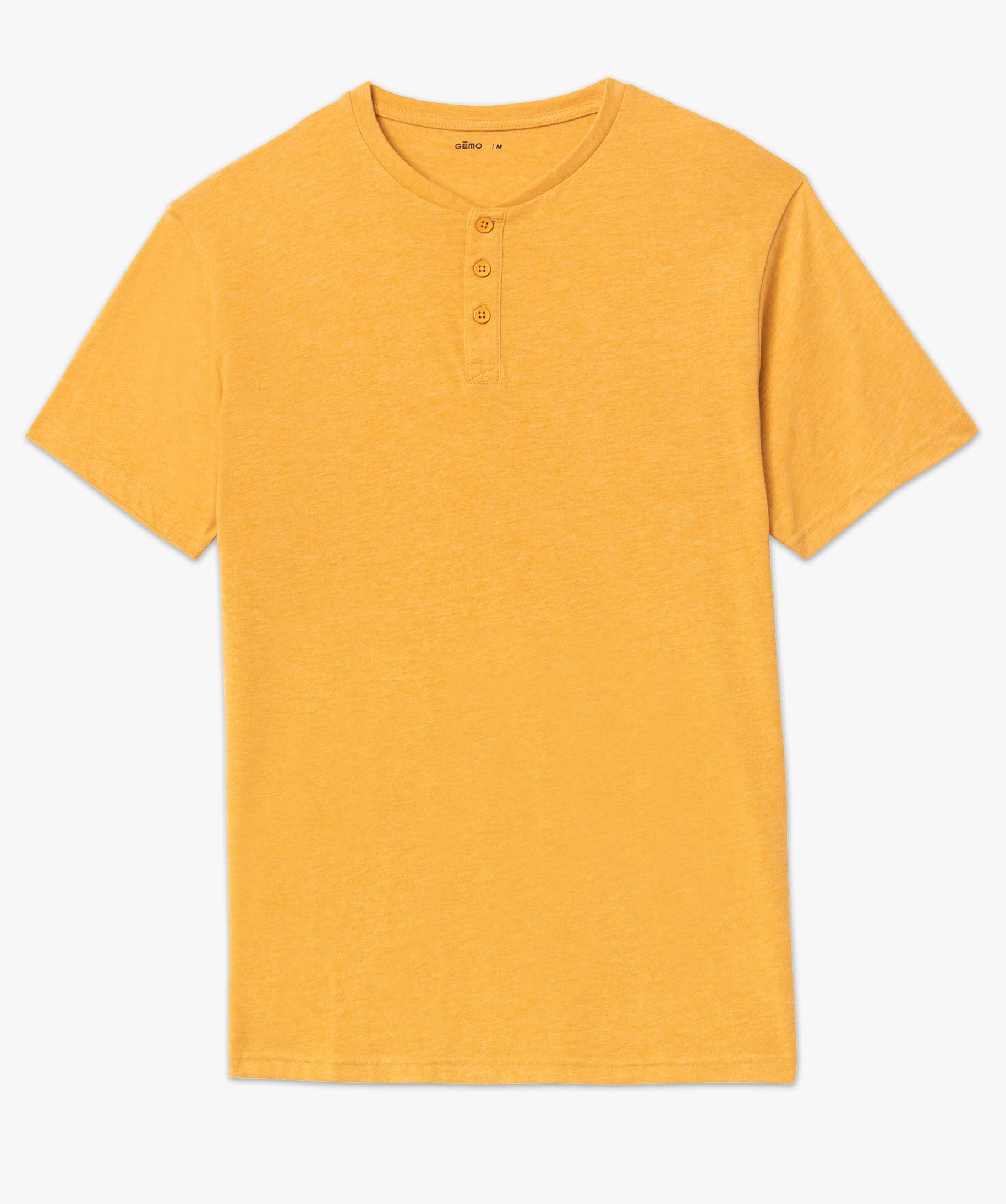 Tee-shirt homme col tunisien à manches courtes jaune | GEMO