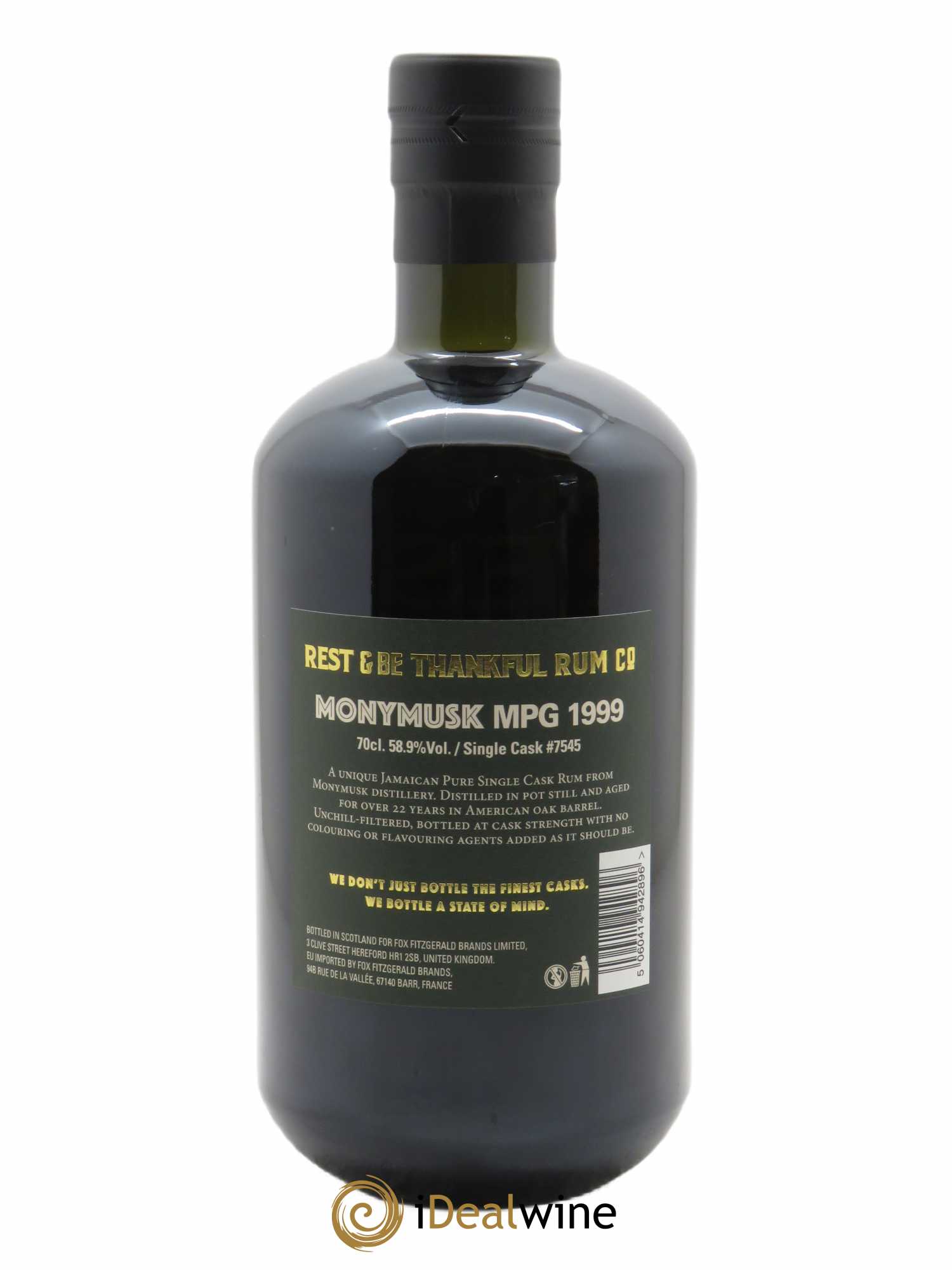Rum Monymusk MPG Single Cask (70cl) 1999 - Lot de 1 Bouteille