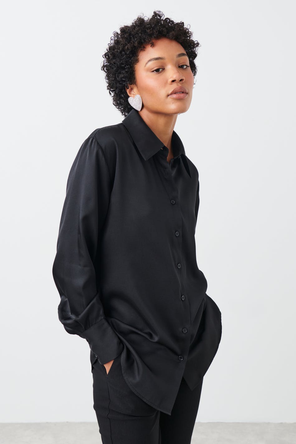 Oversized satin shirt