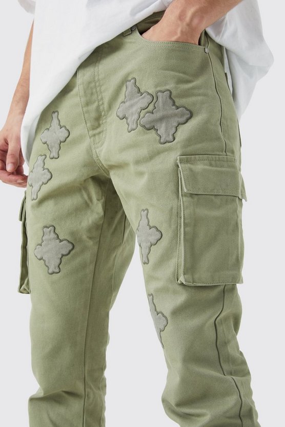 Tall Slim-Fit Cargohose mit Applikation