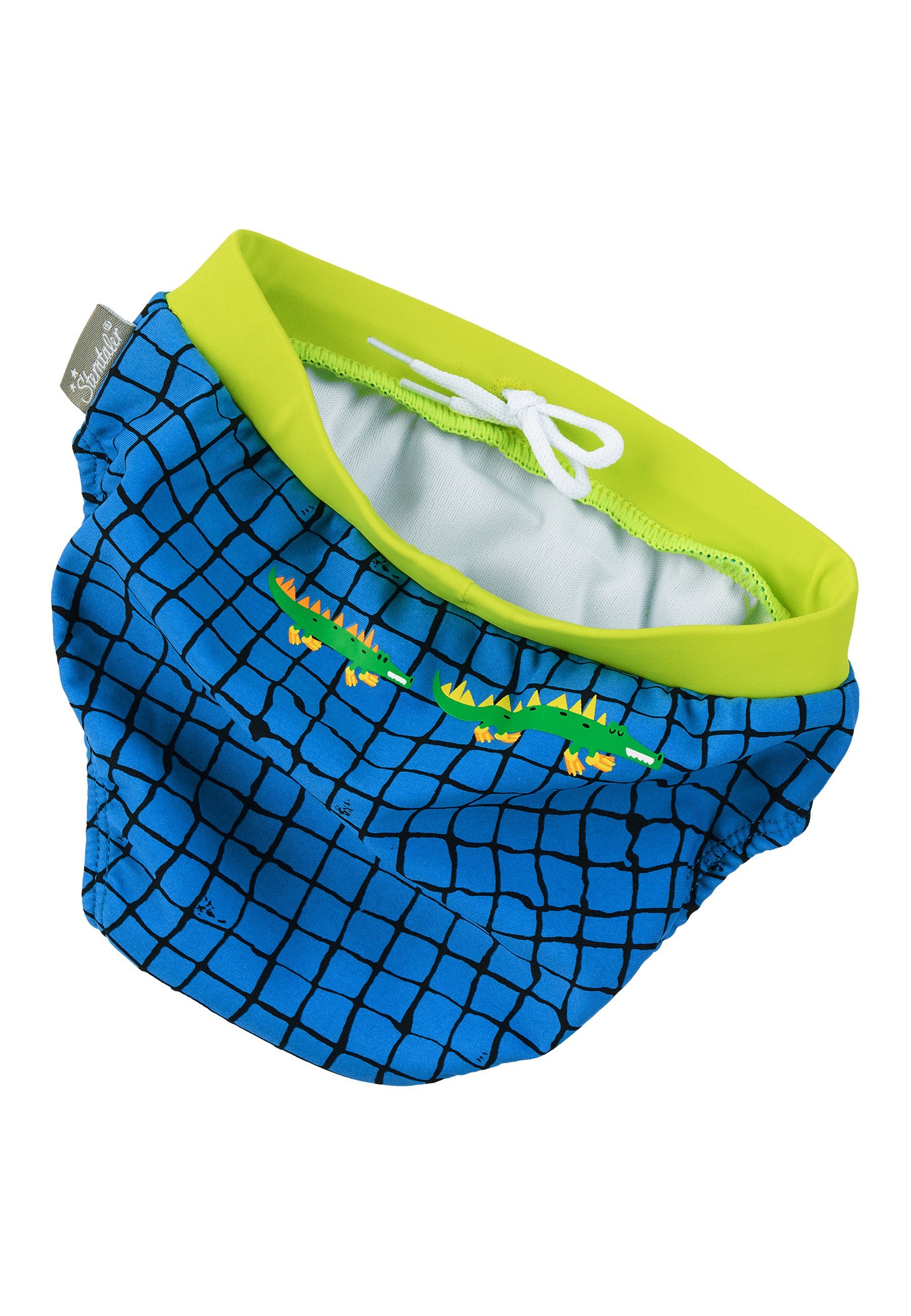 Sterntaler® Badehose Badehose Krokodil (1-St) Baby Badehose - Badeshorts mit Windeleinsatz bis Größe 86/92 in Blau - Bademode mit UV-Schutz 50+ und Krokodildruck hinten, Kordeldurchzug und Motiv 