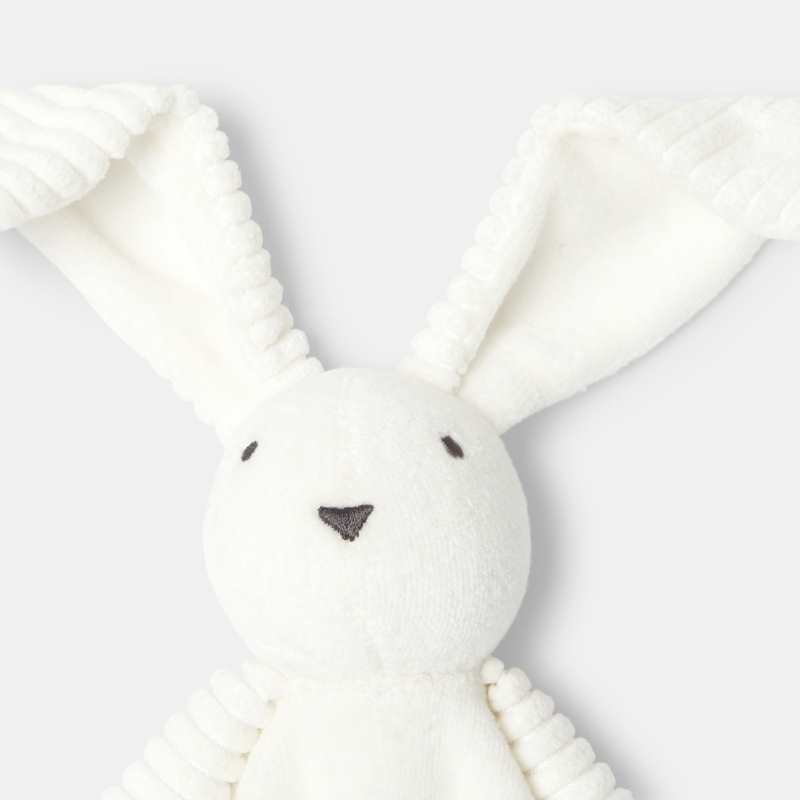 Doudou lapin en coton bi-matière blanc naissance Absorba