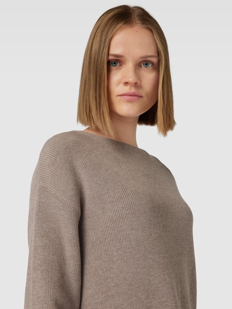 Strickpullover mit Rundhalsausschnitt in taupe meliert