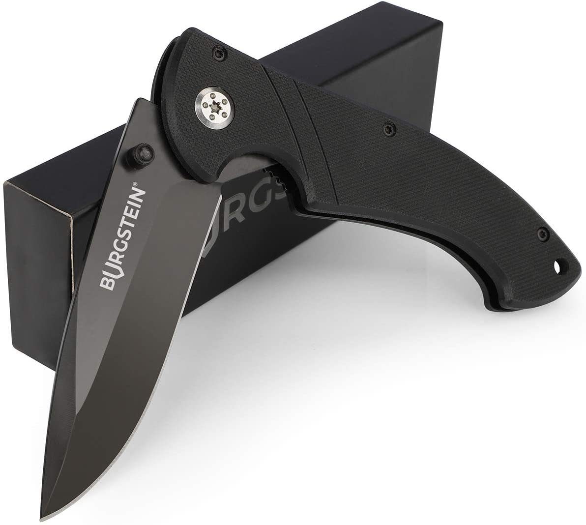 Burgstein Anzucht- und Kräutererde Outdoor Taschenmesser mit Gürteltasche - Klappmesser Carbon, Carbon Carbon