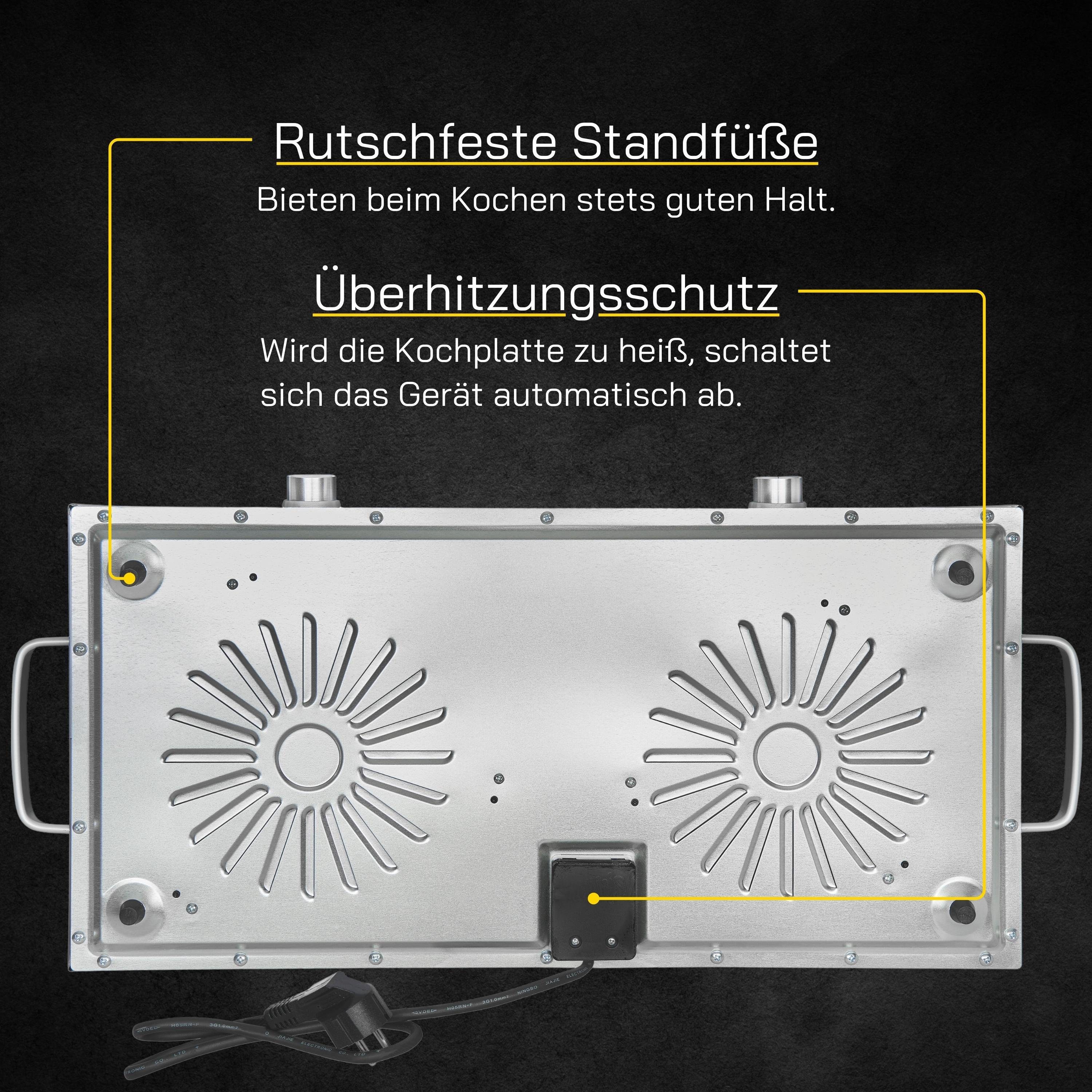 Gutfels Doppelkochplatte COOK 4010, 2 Kochfelder aus Glaskeramik, 2800 W, Temperaturregelung