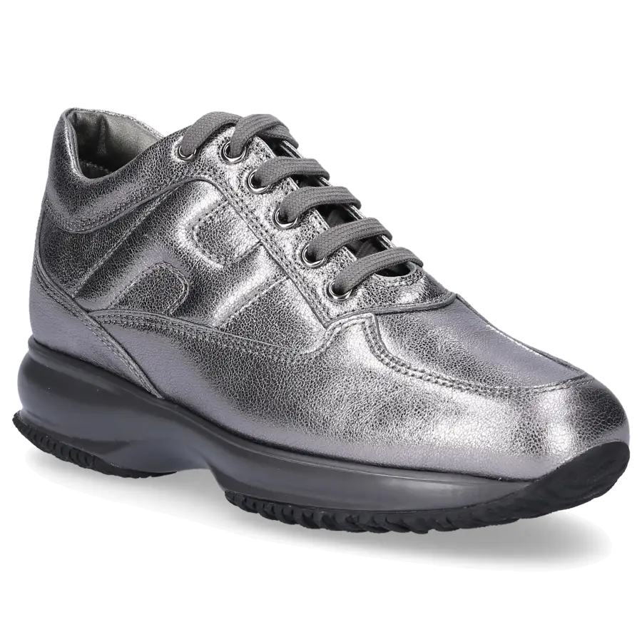 Hogan - Sneaker low Kalbsleder Logo silber - grau