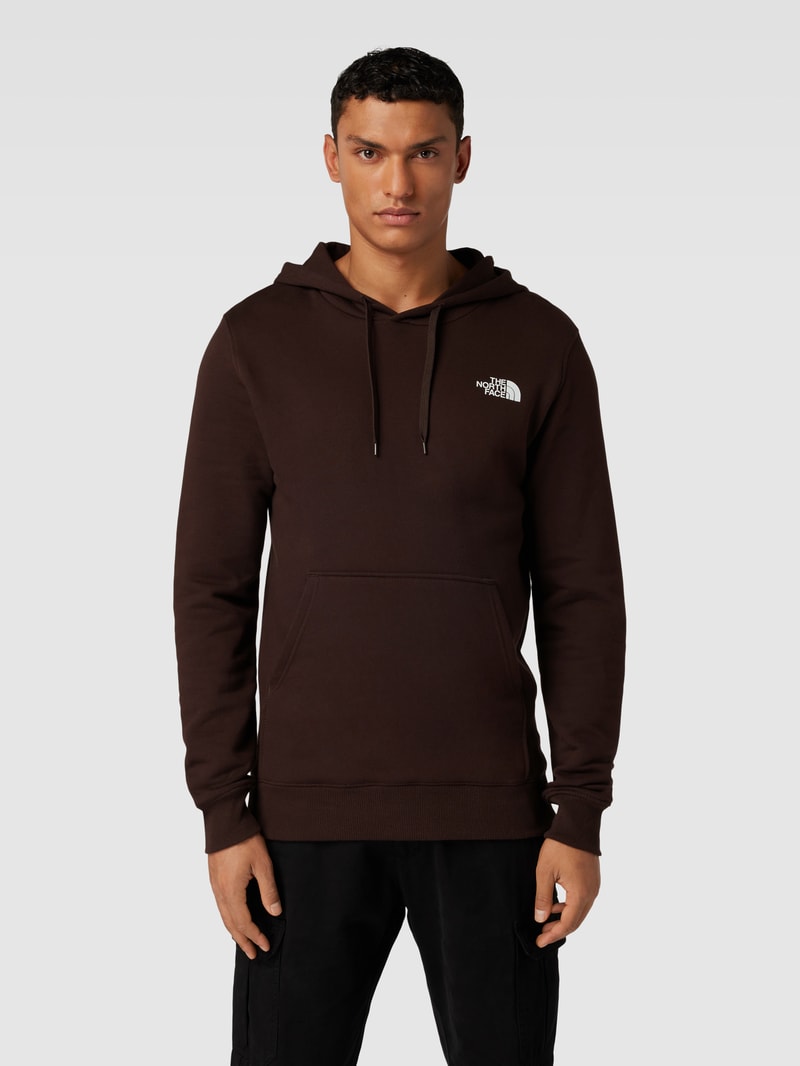 Hoodie mit Label-Print Modell 'Simple Dome' in dunkelbraun