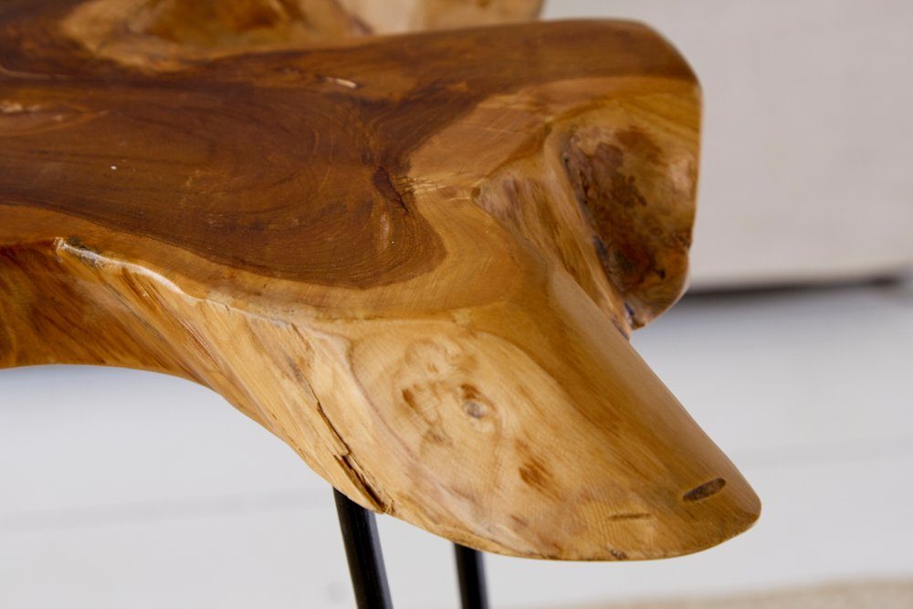 riess-ambiente Beistelltisch WILD 60cm natur, Massivholz · Couchtisch · Hairpin Legs · Baumscheibe · Teakholz