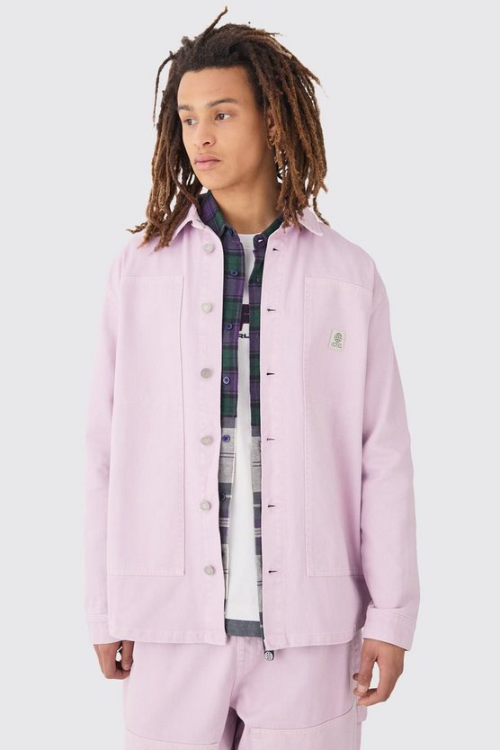 Jeans-Overshirt in Knitteroptik in Lila