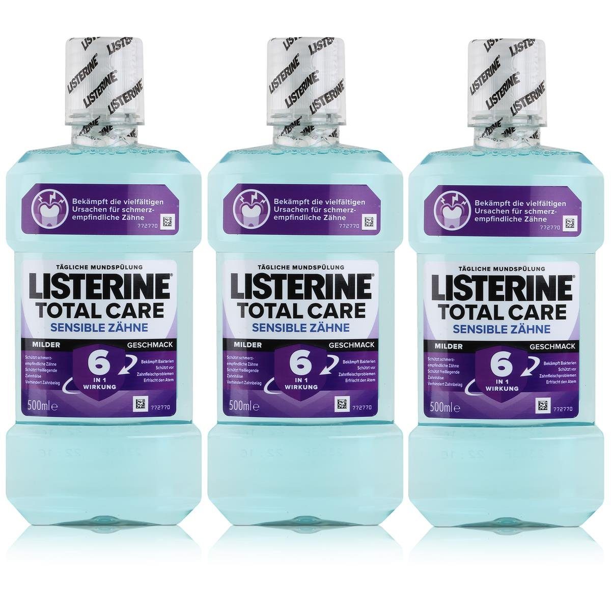 Listerine Mundspülung, Listerine Total Care Sensible Zähne 500ml - Hält ihren Atem frisch (3e