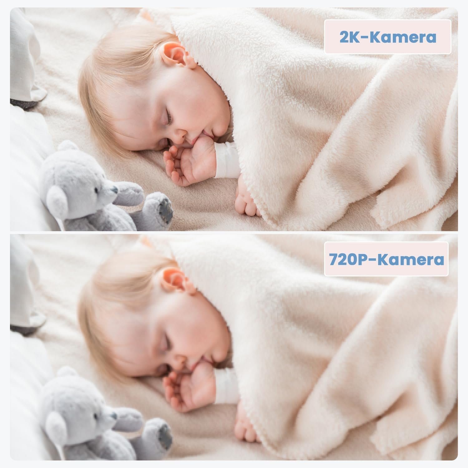 ieGeek Babyphone 5 Zoll Babyphone mit Kamera mit Halterung 2K 3MP, Video Babyfon PTZ 355°, IR-Nachtsicht, Automatische Verfolgun, Weinen/Bewegungs/Geräuscherkennung, unterstützt Mobile App Steuerun, 4-fache Zoomfunktion,Vorschau auf geteiltem Bildsch
