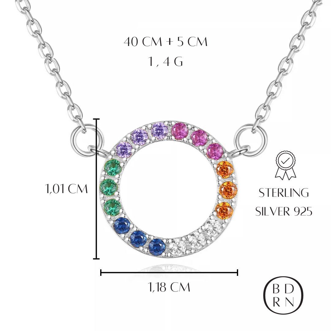 Bodorno Kette mit Anhänger Kette Damen mit buntem Anhänger aus 925 Sterling Silber, Wasserfest