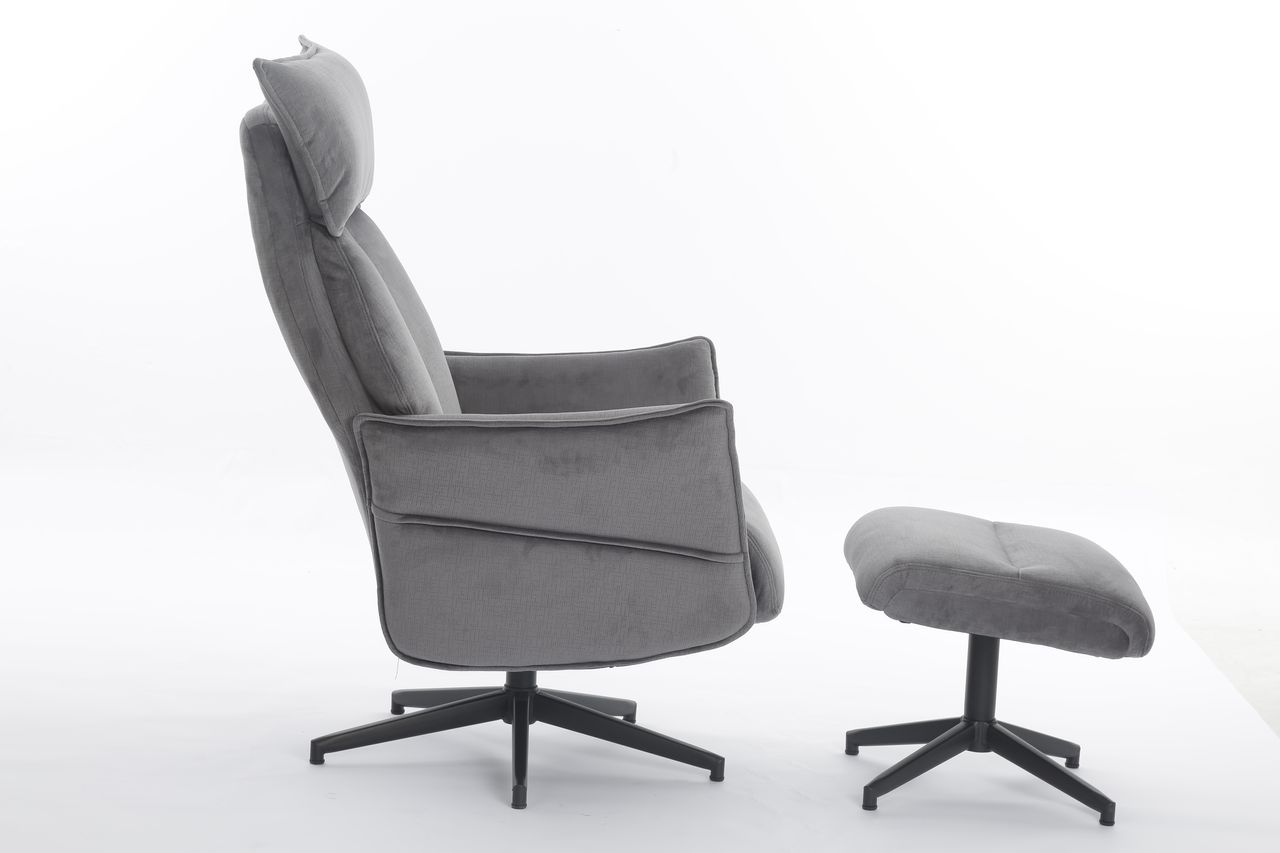 Happy Home Happy Home gepolsteter Relaxsessel mit Hocker HWP60-DGR dunkelgrau