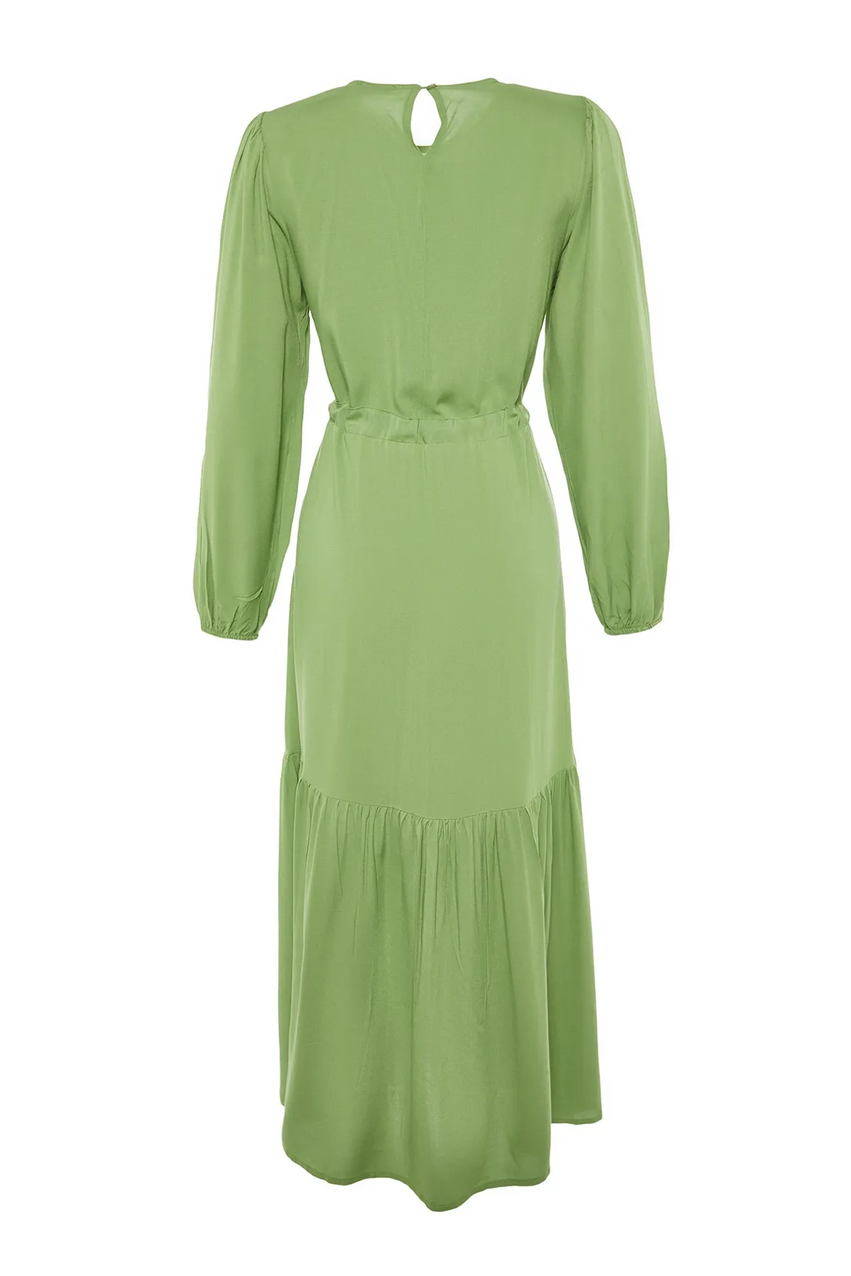 Trendyol Modest  Grünes, weit geschnittenes, gewebtes Kleid mit Bindedetail in der Taille TCTSS22EB00133