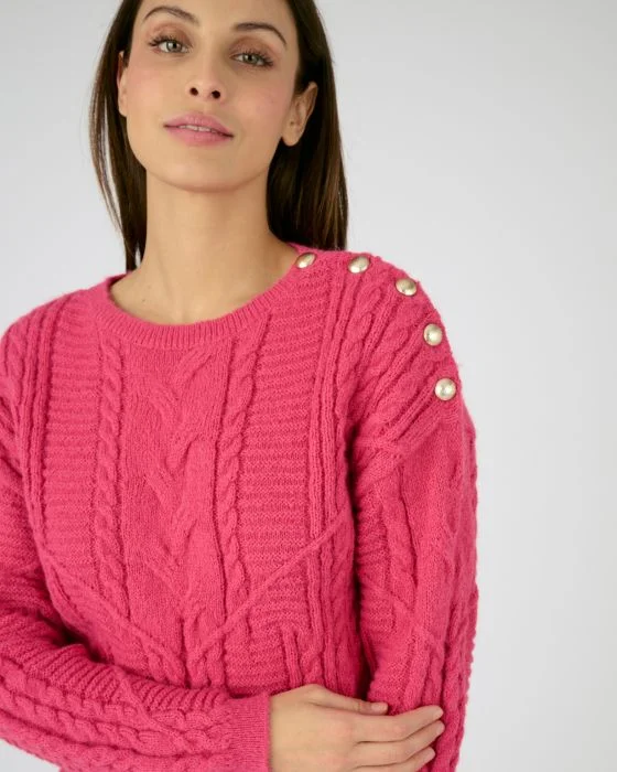 Pull chaud à torsades et boutons Thermolactyl