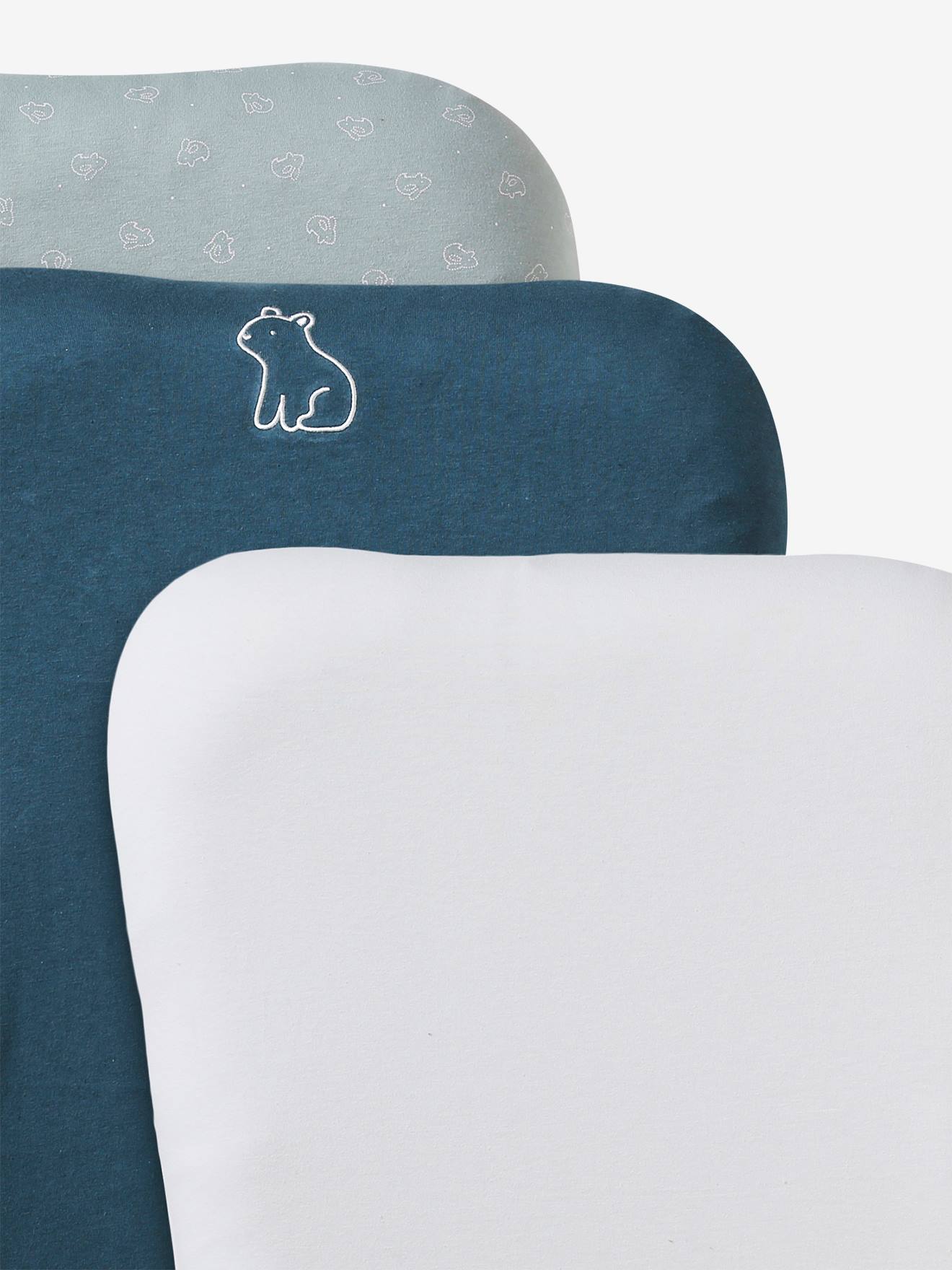 Vertbaudet 3er-Set Jersey-Schonbezüge für Baby Wickelauflage - pack graublau waldfreunde