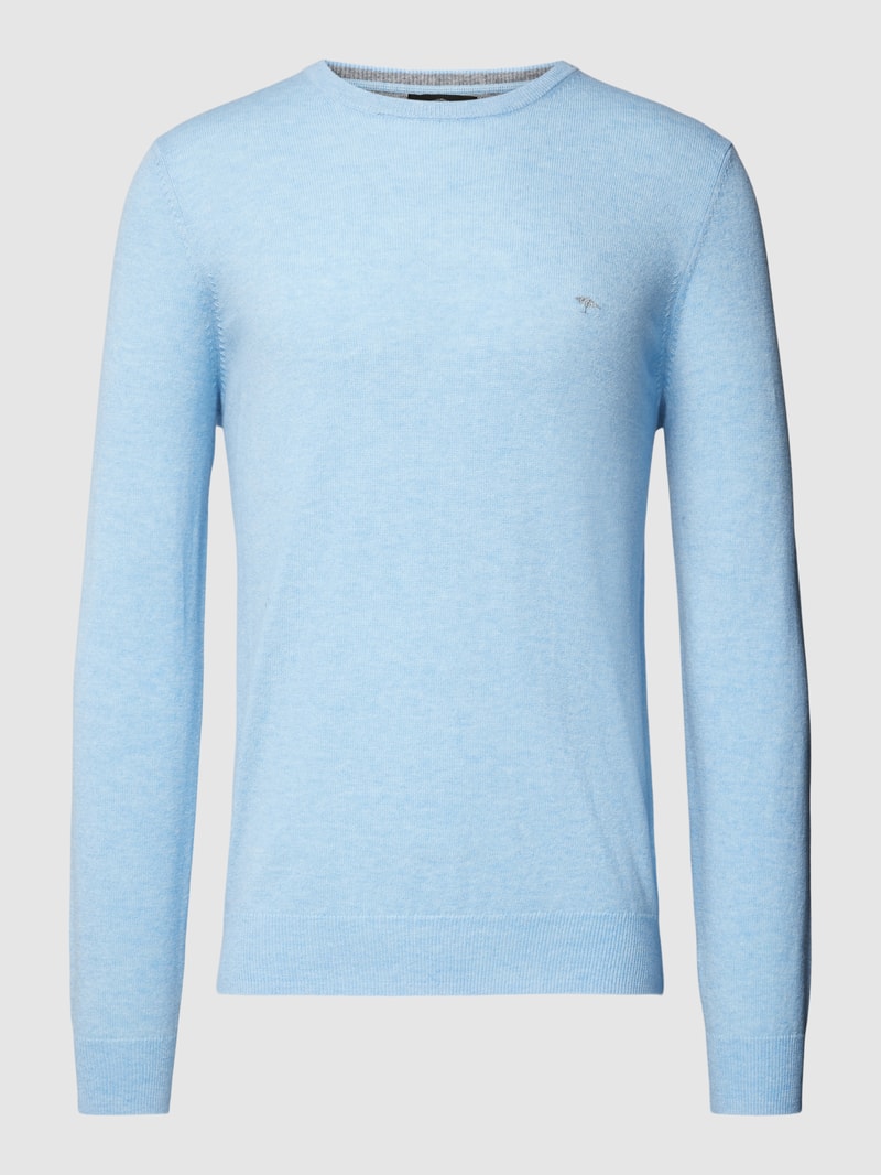 Strickpullover mit Rundhalsausschnitt in hellblau