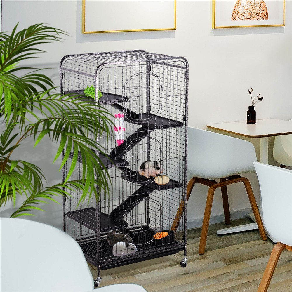 Yaheetech Kleintierkäfig, Nagervoliere Metall Hamsterkäfig Käfig mit 3 Fronttür