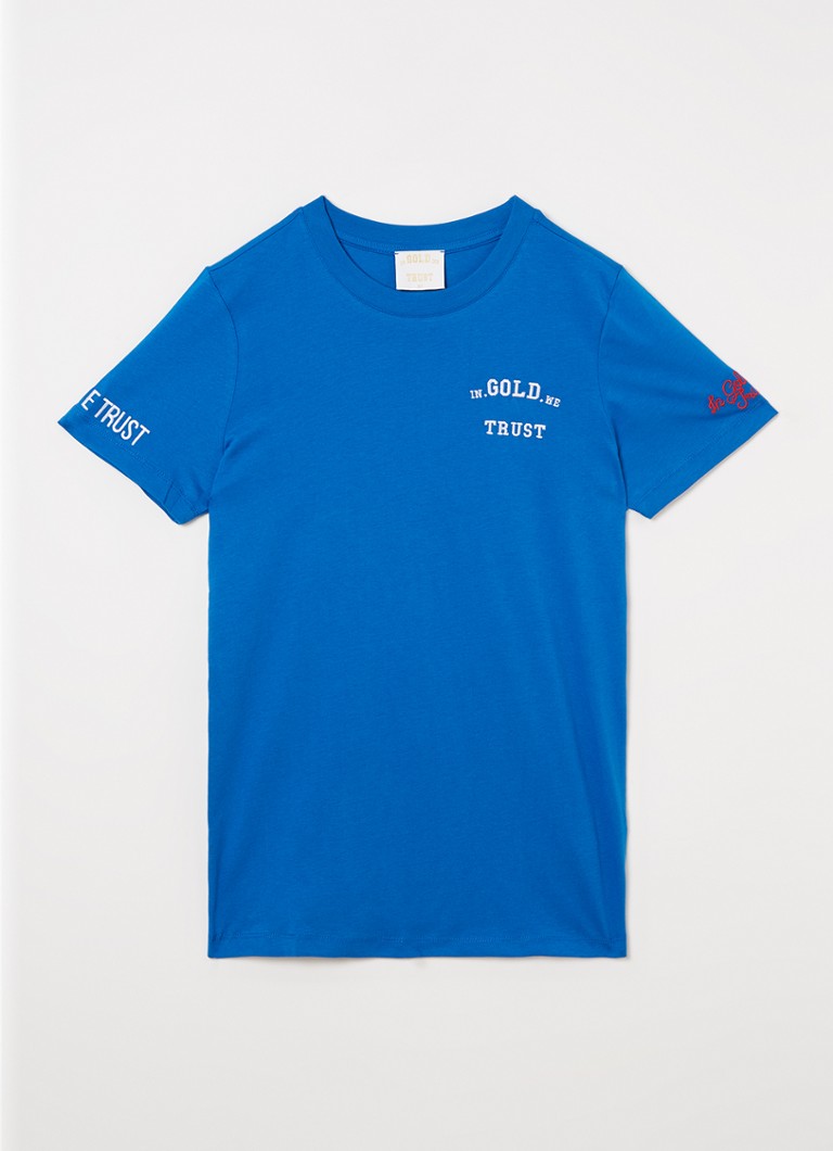 Majica od organskog pamuka s vezom i printom logotipa u zlatnoj boji We Trust The Pusha