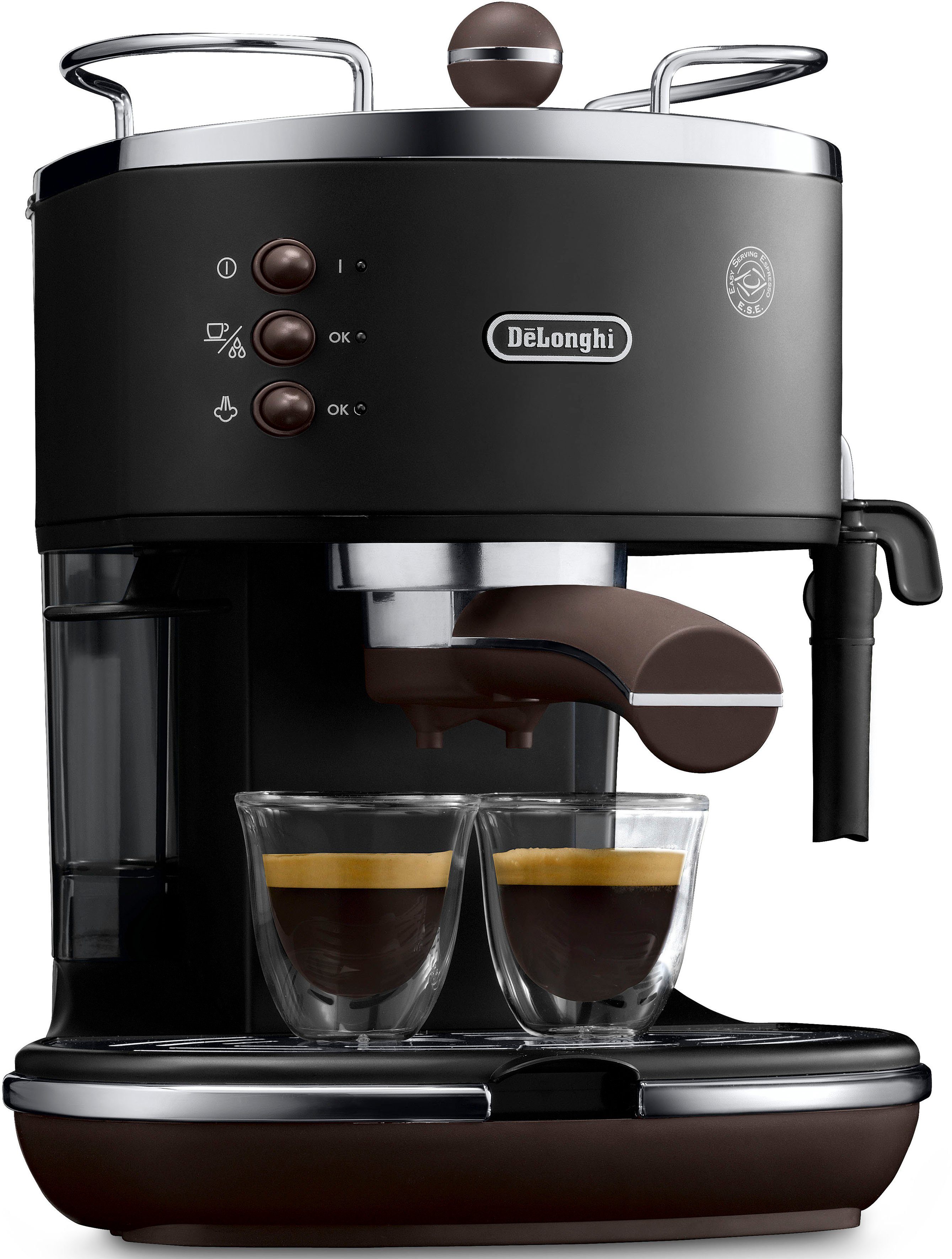 De'Longhi Siebträgermaschine Icona Vintage ECOV 311.BK, auch für Kaffeepads geeignet