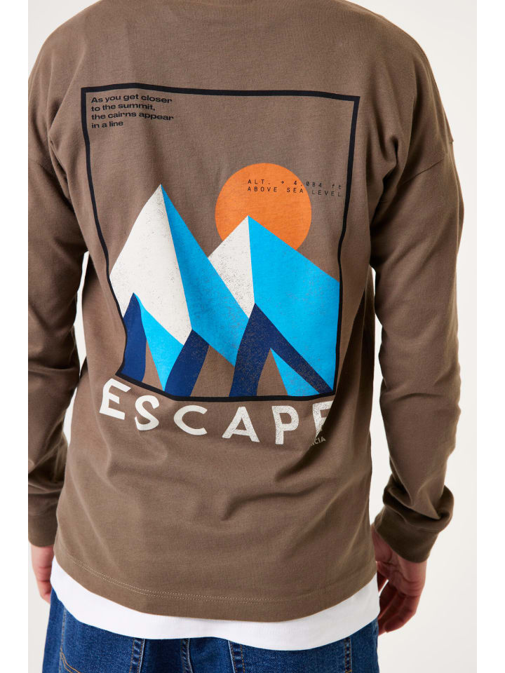 Garcia Langarmshirt mit Rückenprint in kangaroo günstig kaufen