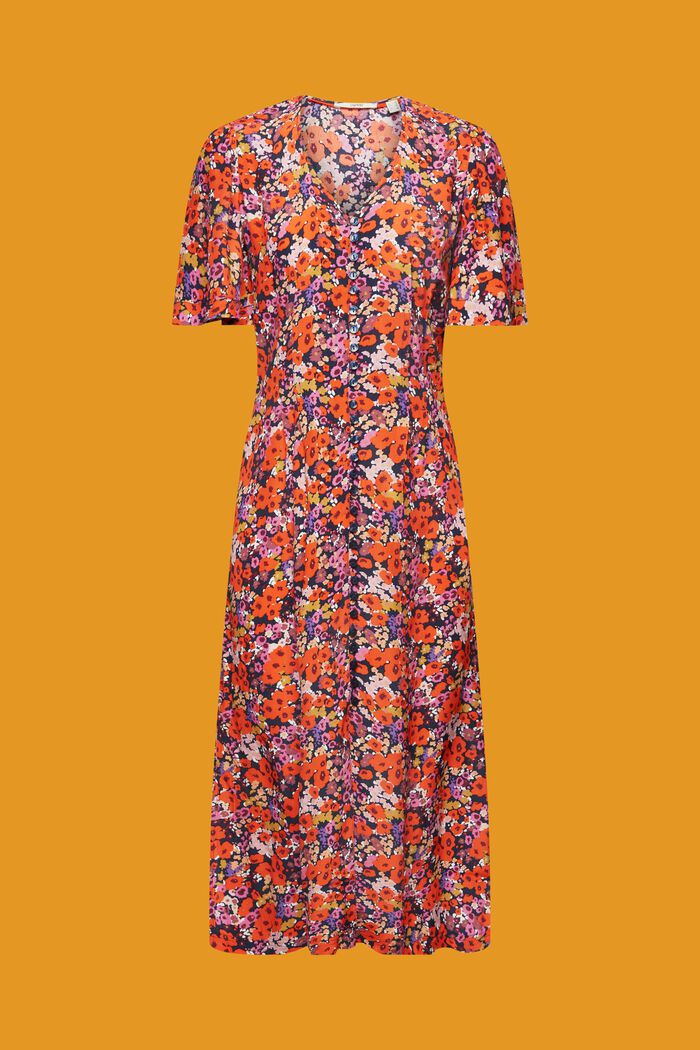 Kurzärmeliges Midikleid mit Blumenmuster