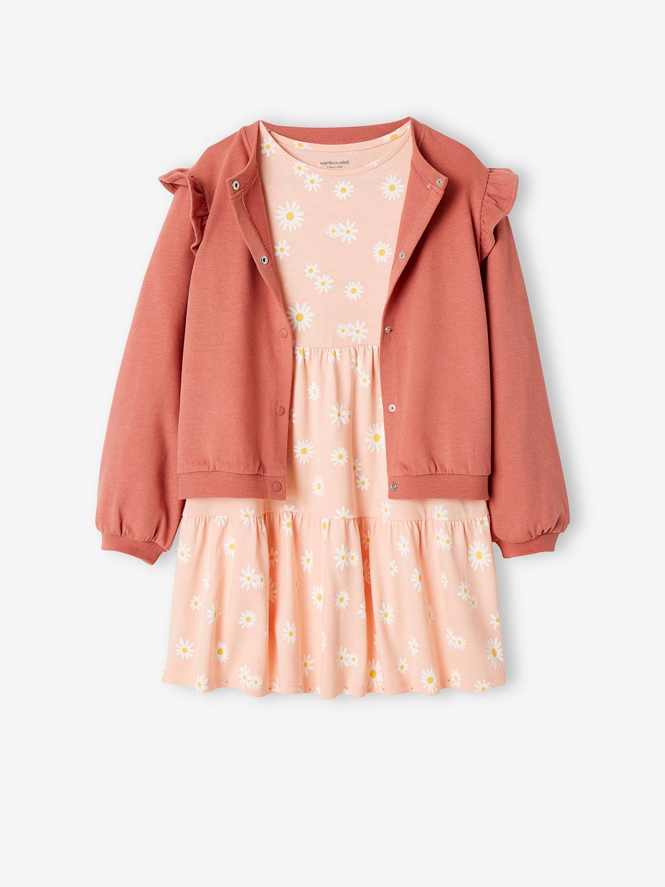 Ensemble robe et cardigan fille vert émeraude