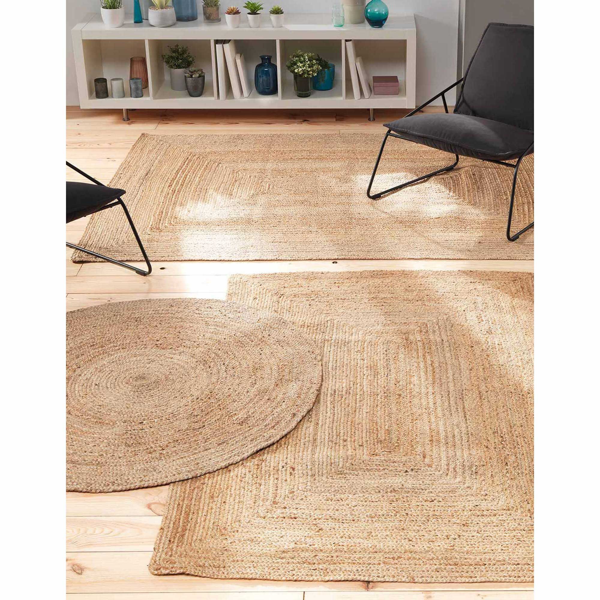 Tapis rectangulaire uni en jute
