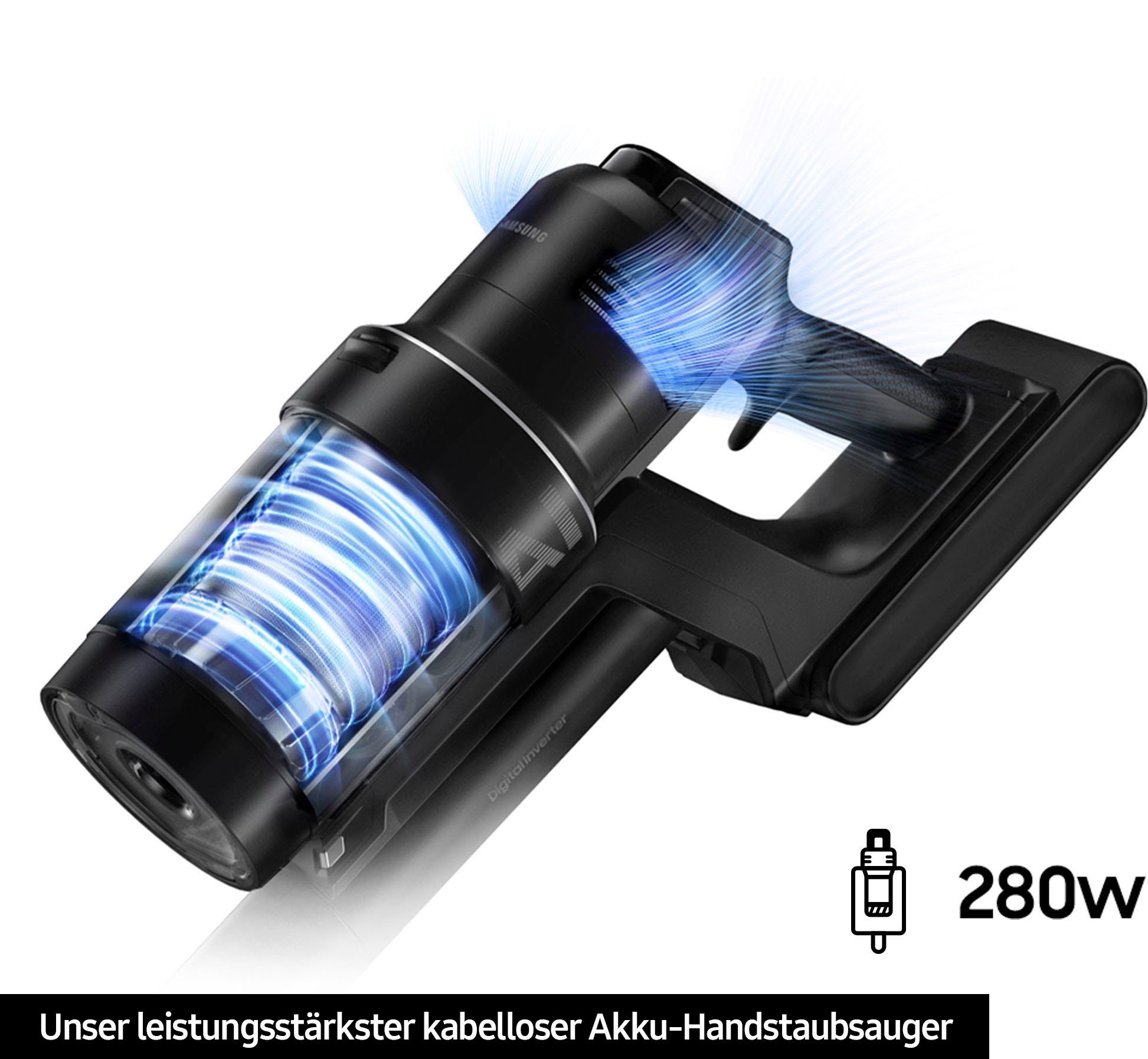 Samsung Akku-Handstaubsauger BESPOKE Jet AI Akku+ CompleteClean VS28C97B4QK/WD, 730 W, beutellos, automatische Entleerung mit selbstschließender Öffnung