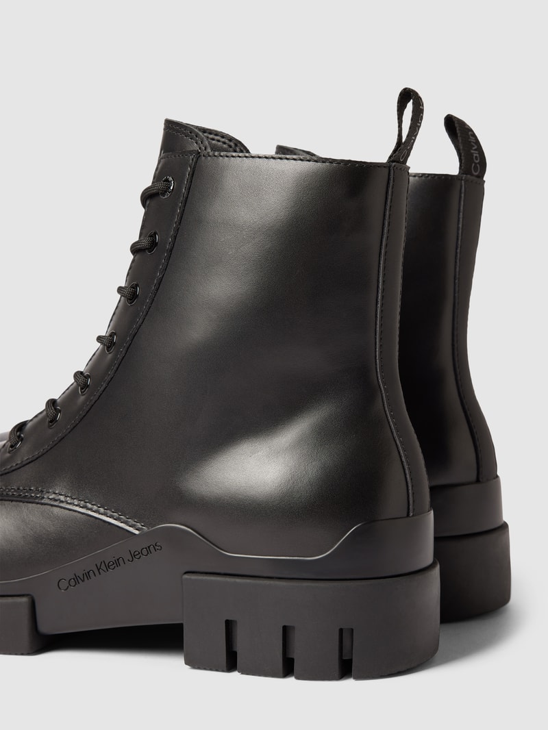 Boots aus Leder mit Label-Details Modell 'COMBAT' in schwarz