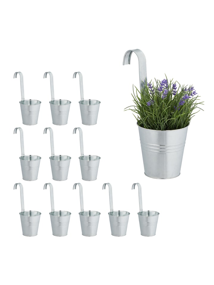 relaxdays 12 x Hängetöpfe in Silber günstig kaufen onesize