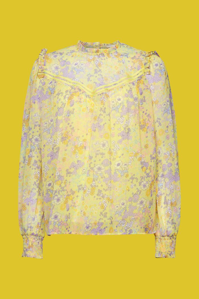 Geblümte Chiffonbluse mit Rüschen
